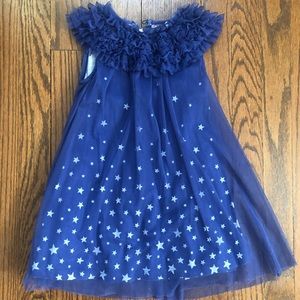 Mini Boden! Cute mesh/cotton navy star dress